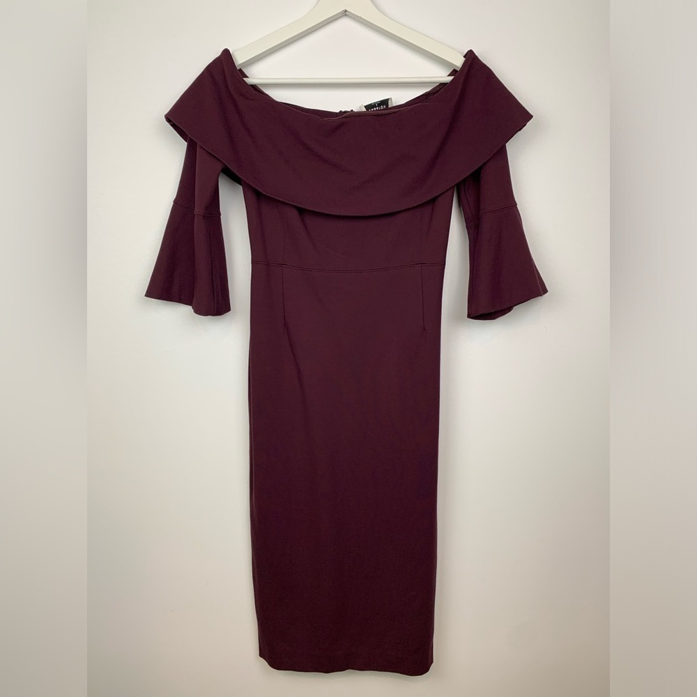Babaton Giovanni Off The Shoulder Dress Bodycon Plum Purple Size 4 Aritzia - Picture 1 of 10